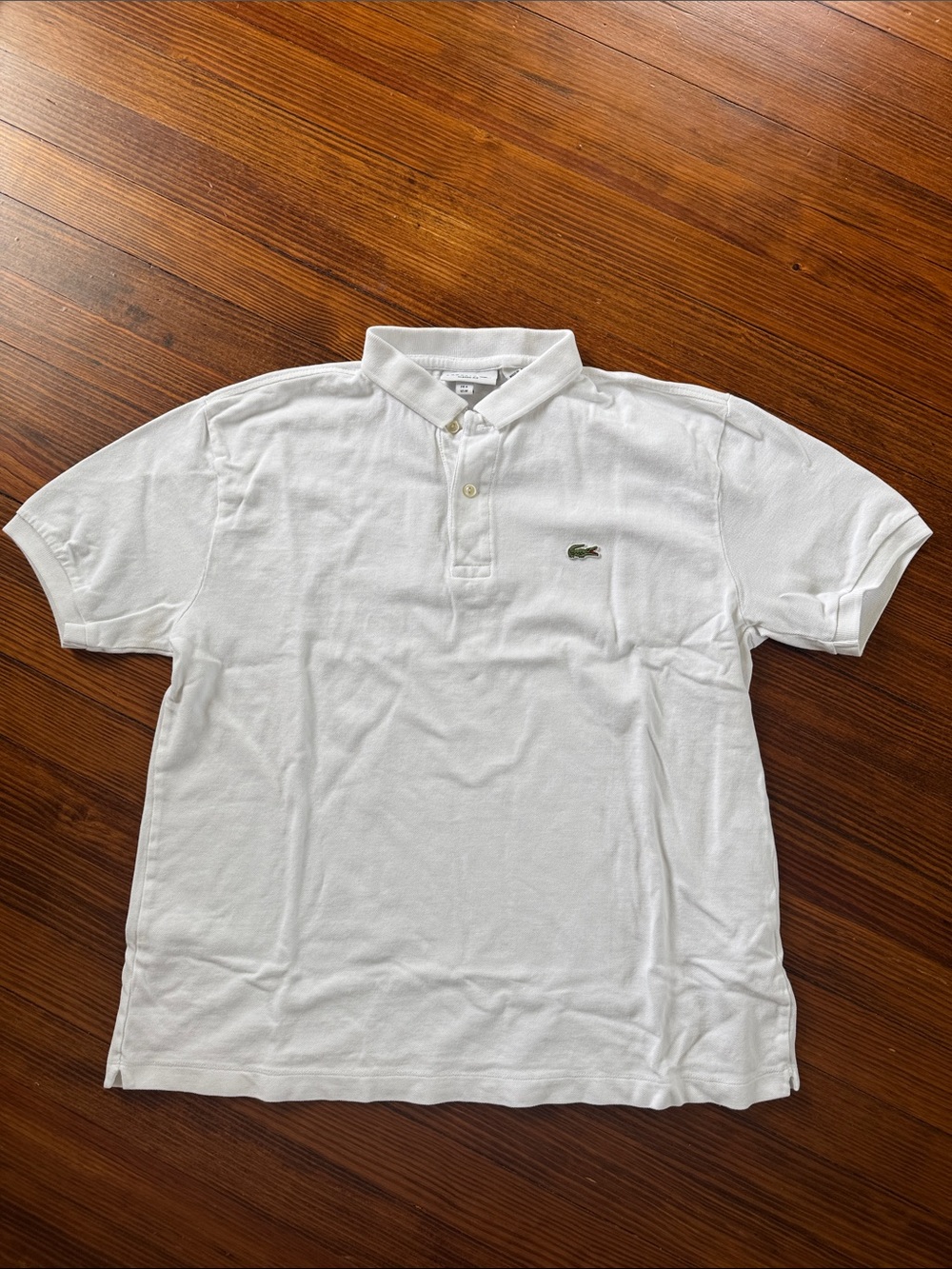 Lacoste Men's White Pique Polo with Green Crocodile Logo